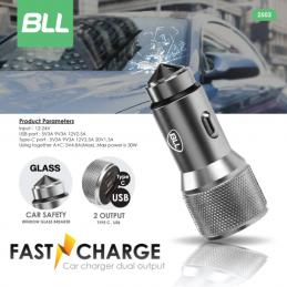 BLL-BLL2503-ที่ชาร์จในรถยนต์-2-ช่อง-USB-Fast-Charge-สีเงิน
